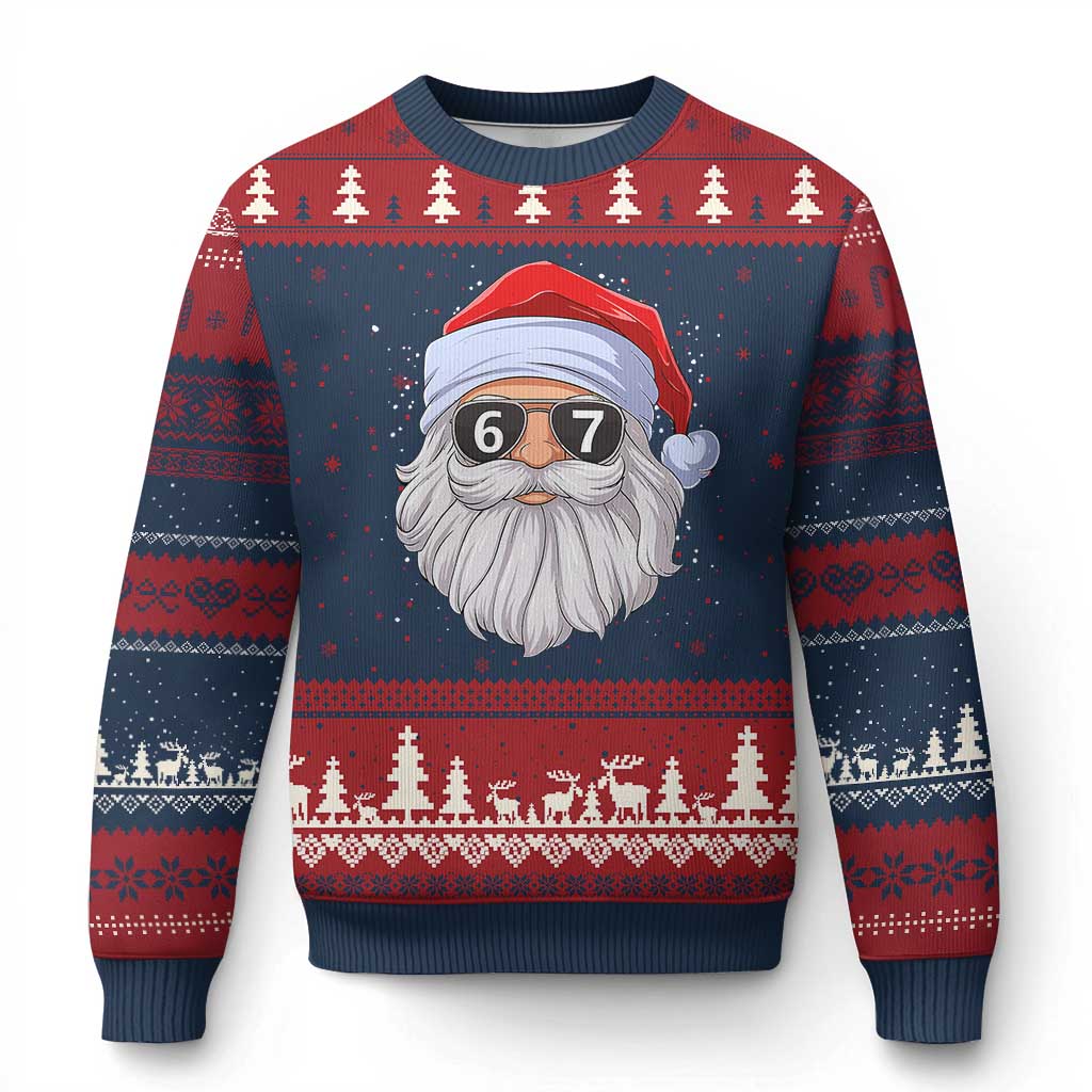 Six Seven 67 Xmas Meme Ugly Christmas Sweater Funny Brainrot Santa Claus Gen Alpha Slang - Wonder Print Shop