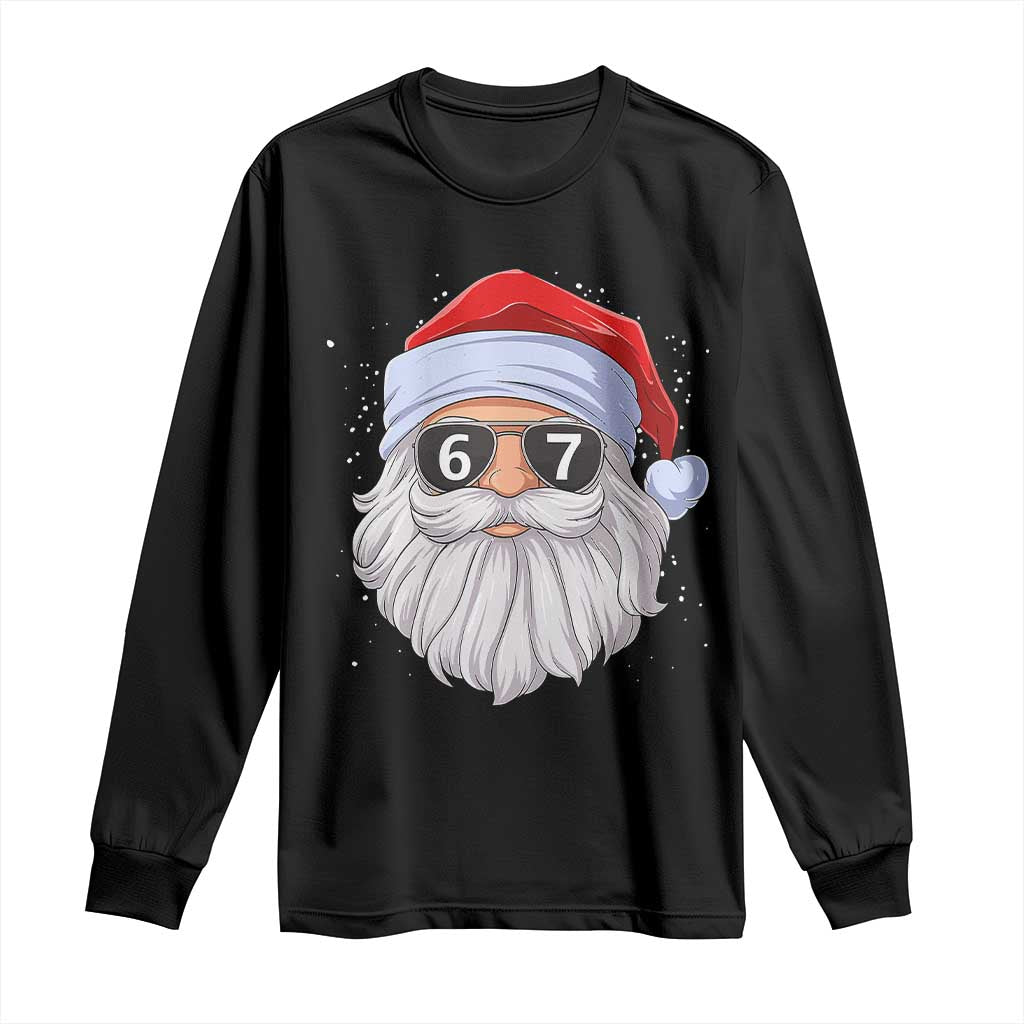Six Seven 67 Christmas Meme Long Sleeve Shirt Funny Brainrot Santa Claus Gen Alpha Slang - Wonder Print Shop