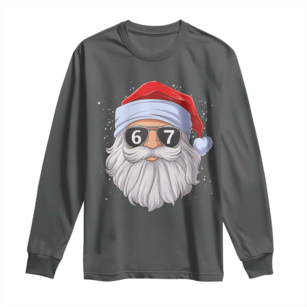Six Seven 67 Christmas Meme Long Sleeve Shirt Funny Brainrot Santa Claus Gen Alpha Slang - Wonder Print Shop