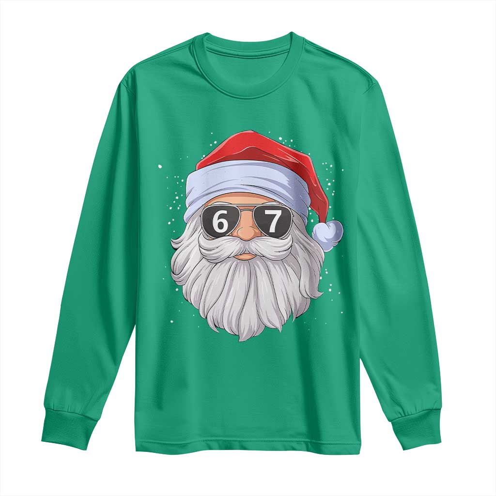 Six Seven 67 Christmas Meme Long Sleeve Shirt Funny Brainrot Santa Claus Gen Alpha Slang - Wonder Print Shop