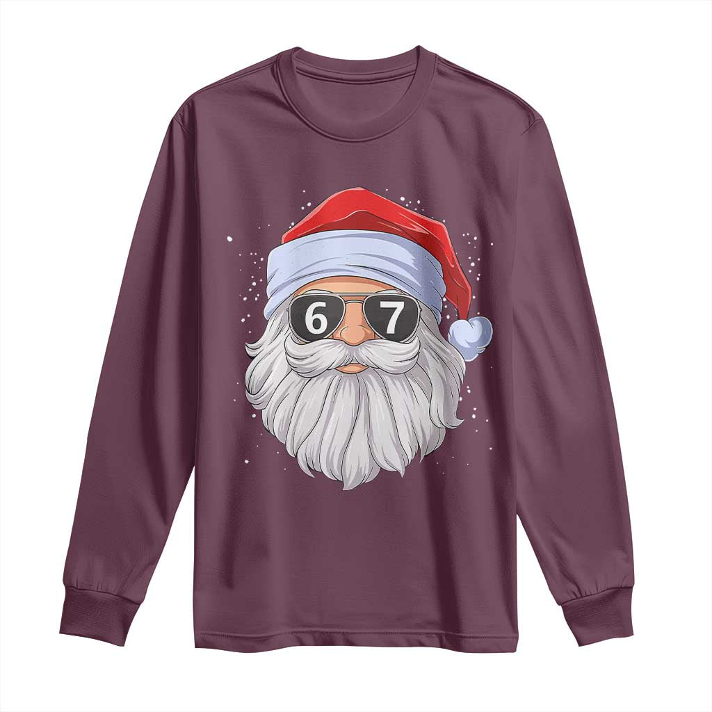 Six Seven 67 Christmas Meme Long Sleeve Shirt Funny Brainrot Santa Claus Gen Alpha Slang - Wonder Print Shop