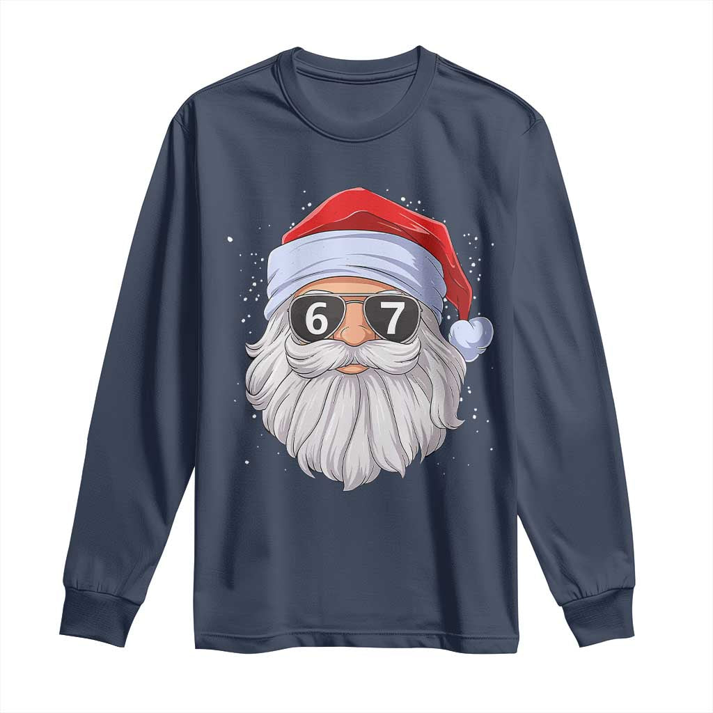 Six Seven 67 Christmas Meme Long Sleeve Shirt Funny Brainrot Santa Claus Gen Alpha Slang - Wonder Print Shop
