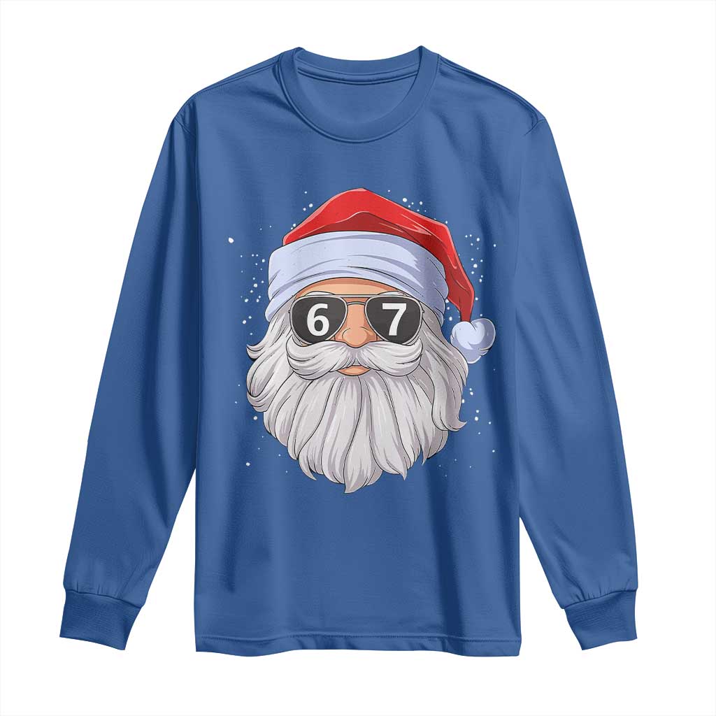 Six Seven 67 Christmas Meme Long Sleeve Shirt Funny Brainrot Santa Claus Gen Alpha Slang - Wonder Print Shop