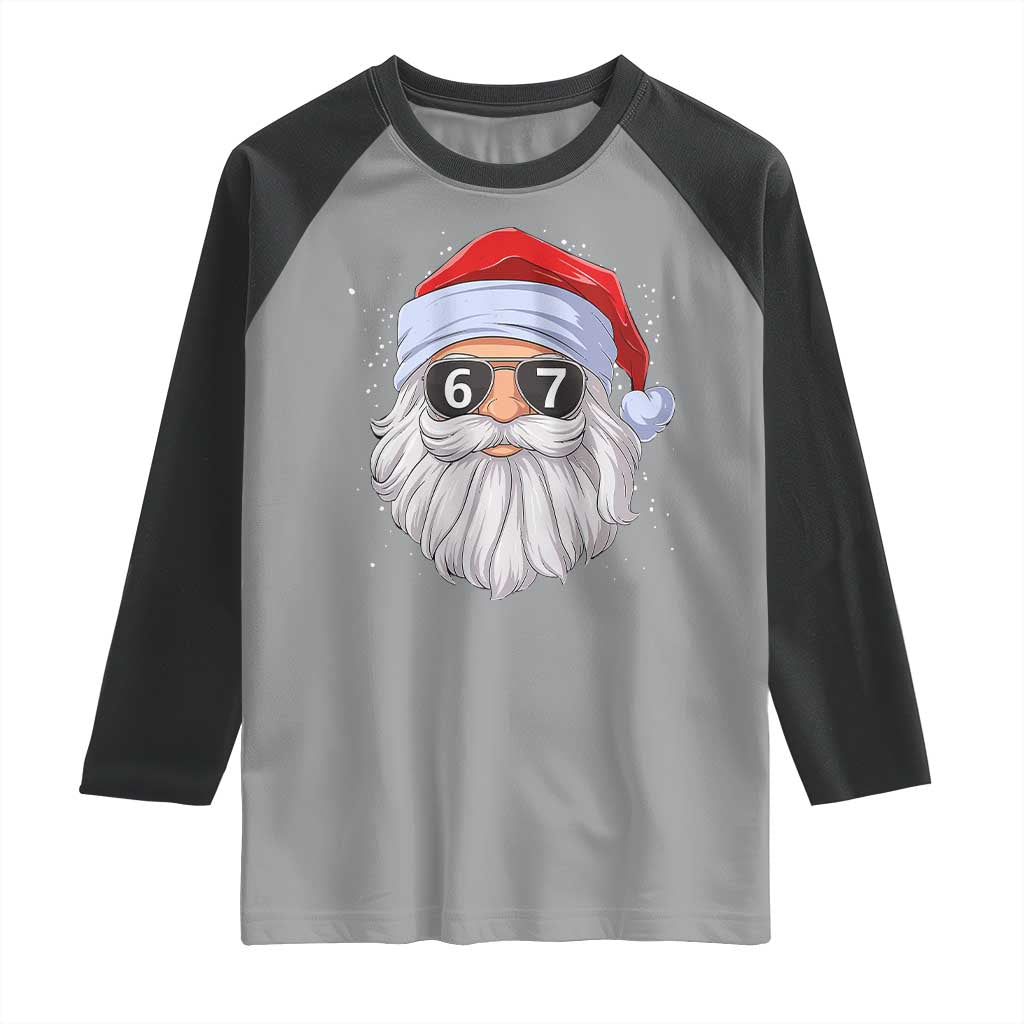 Six Seven 67 Christmas Meme Raglan Shirt Funny Brainrot Santa Claus Gen Alpha Slang - Wonder Print Shop