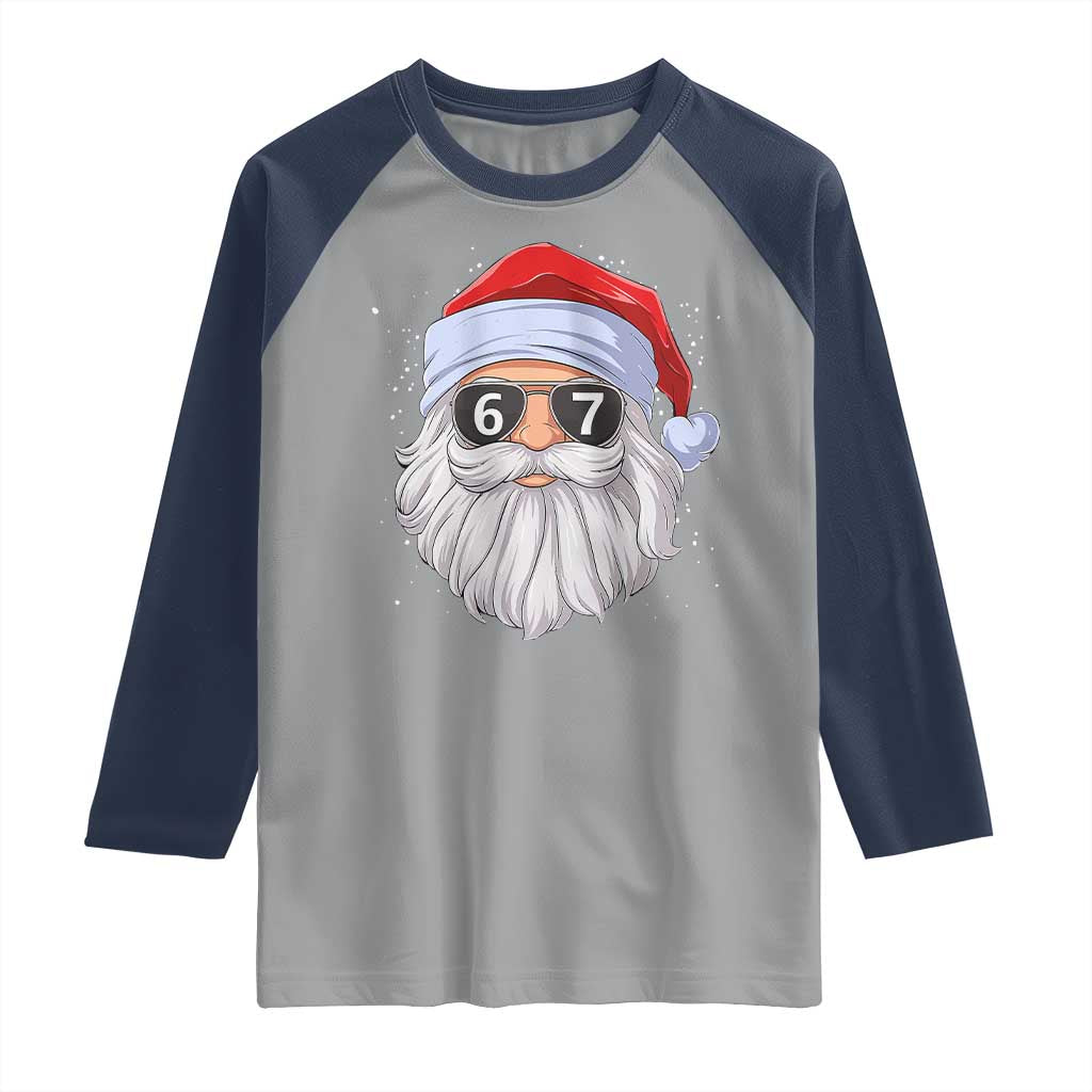 Six Seven 67 Christmas Meme Raglan Shirt Funny Brainrot Santa Claus Gen Alpha Slang - Wonder Print Shop