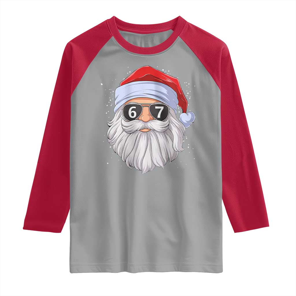 Six Seven 67 Christmas Meme Raglan Shirt Funny Brainrot Santa Claus Gen Alpha Slang - Wonder Print Shop