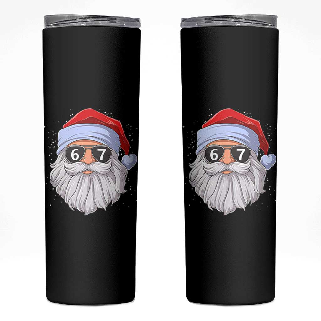 Six Seven 67 Christmas Meme Skinny Tumbler Funny Brainrot Santa Claus Gen Alpha Slang - Wonder Print Shop