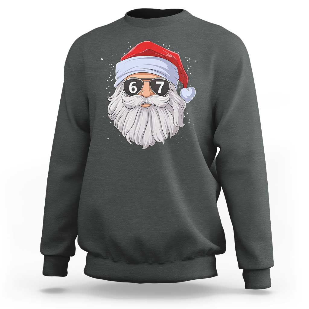 Six Seven 67 Christmas Meme Sweatshirt Funny Brainrot Santa Claus Gen Alpha Slang - Wonder Print Shop
