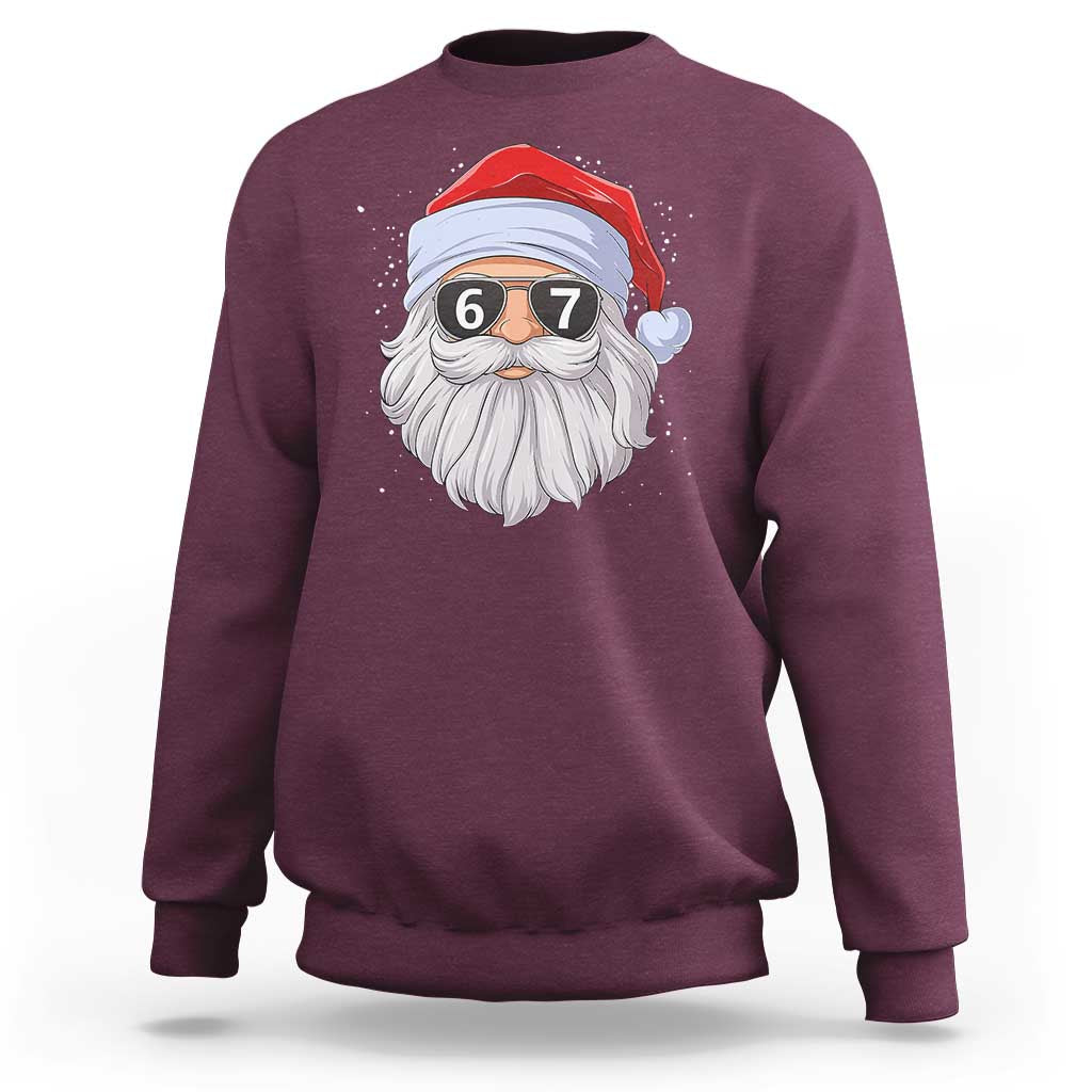 Six Seven 67 Christmas Meme Sweatshirt Funny Brainrot Santa Claus Gen Alpha Slang - Wonder Print Shop
