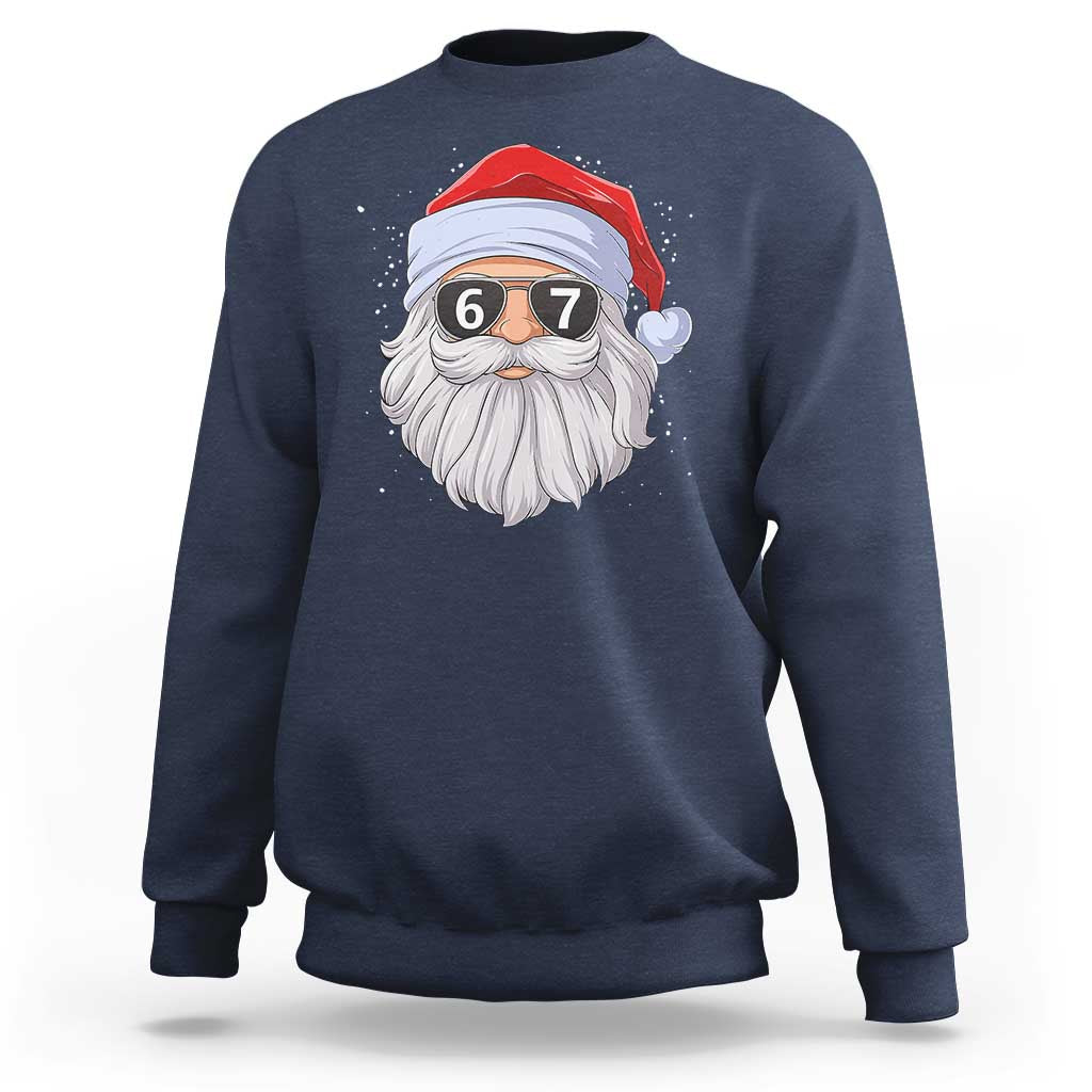 Six Seven 67 Christmas Meme Sweatshirt Funny Brainrot Santa Claus Gen Alpha Slang - Wonder Print Shop