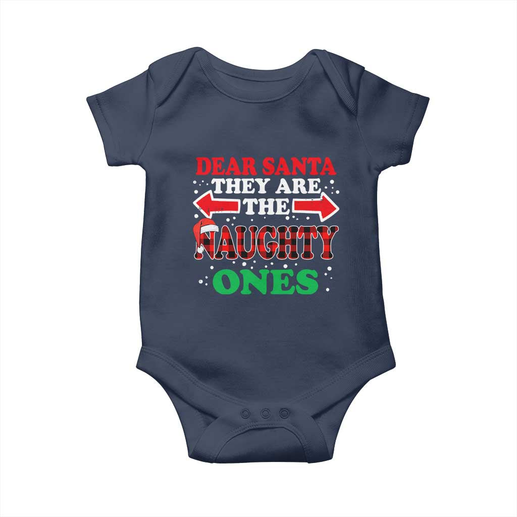 Dear Santa They Naughty Ones Baby Onesie Christmas Red Plaid Pajamas PJ Xmas Gifts - Wonder Print Shop
