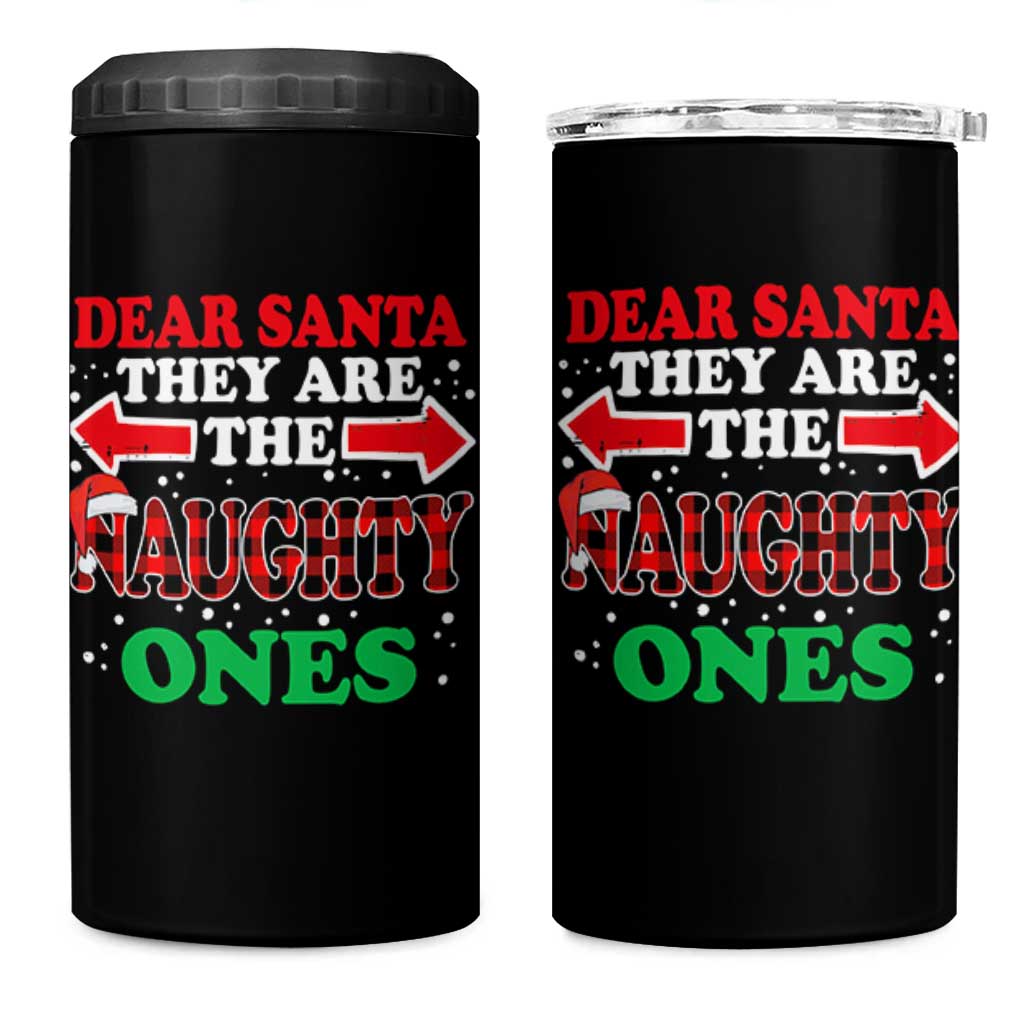 Dear Santa They Naughty Ones 4 in 1 Can Cooler Tumbler Christmas Red Plaid Pajamas PJ Xmas Gifts - Wonder Print Shop