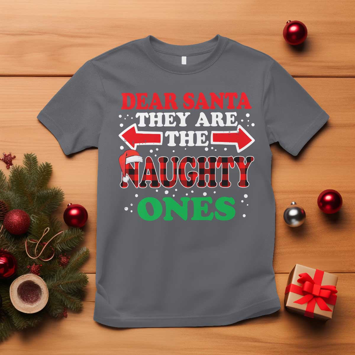 Dear Santa They Naughty Ones T Shirt Christmas Red Plaid Pajamas PJ Xmas Gifts - Wonder Print Shop
