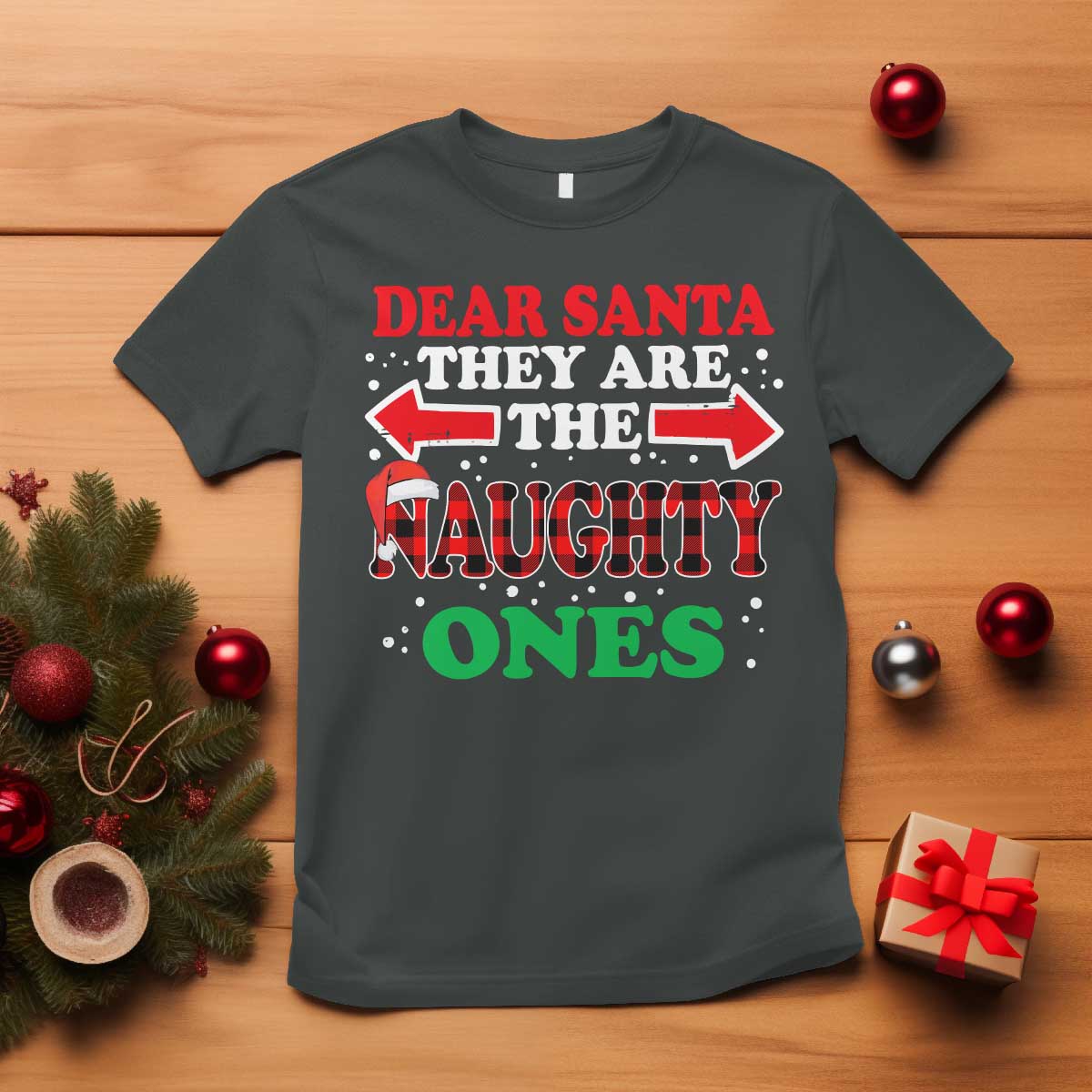 Dear Santa They Naughty Ones T Shirt Christmas Red Plaid Pajamas PJ Xmas Gifts - Wonder Print Shop