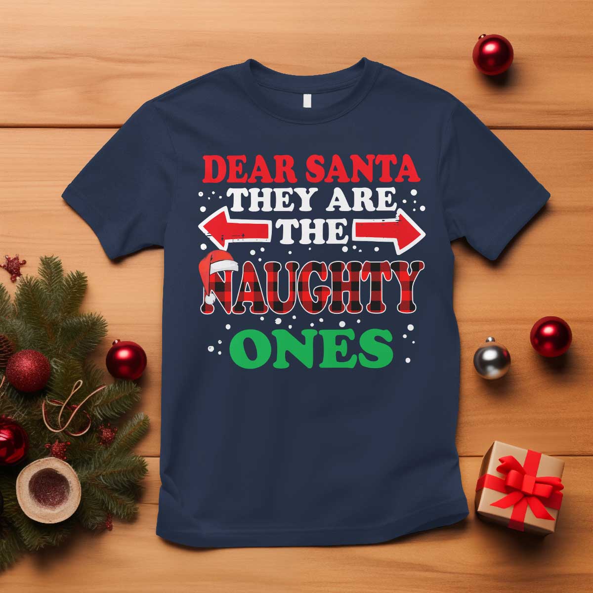 Dear Santa They Naughty Ones T Shirt Christmas Red Plaid Pajamas PJ Xmas Gifts - Wonder Print Shop