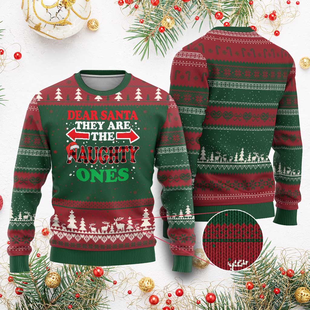 Dear Santa They Naughty Ones Ugly Christmas Sweater Christmas Red Plaid Pajamas PJ Xmas Gifts - Wonder Print Shop