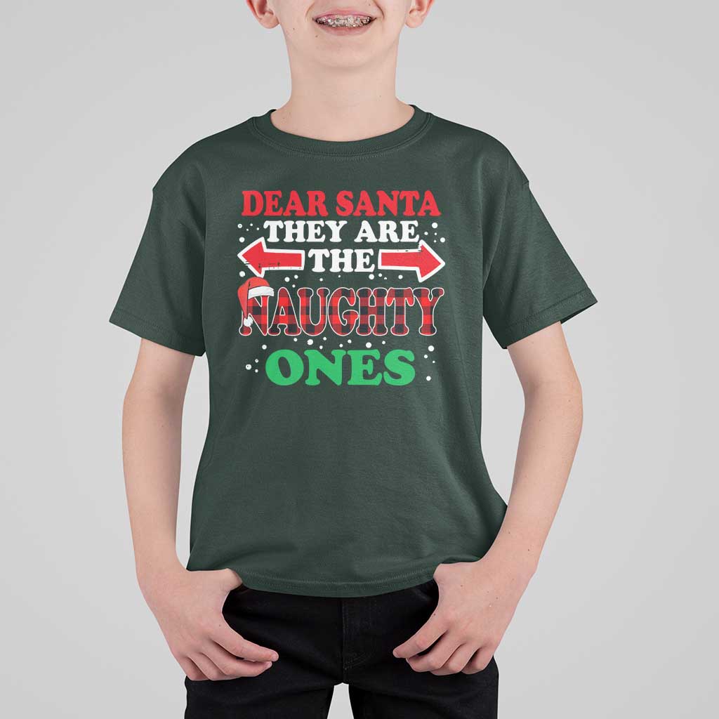 Dear Santa They Naughty Ones T Shirt For Kid Christmas Red Plaid Pajamas PJ Xmas Gifts - Wonder Print Shop
