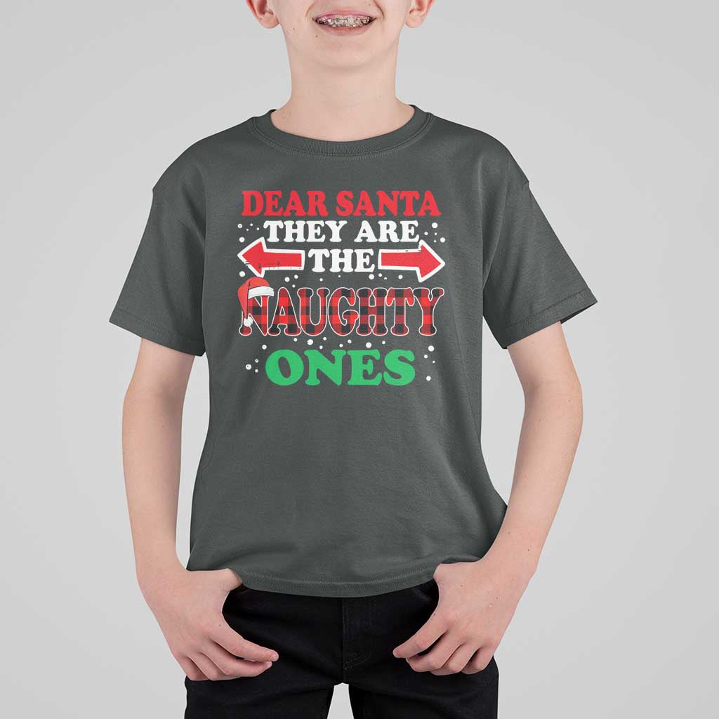Dear Santa They Naughty Ones T Shirt For Kid Christmas Red Plaid Pajamas PJ Xmas Gifts - Wonder Print Shop
