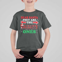 Dear Santa They Naughty Ones T Shirt For Kid Christmas Red Plaid Pajamas PJ Xmas Gifts - Wonder Print Shop