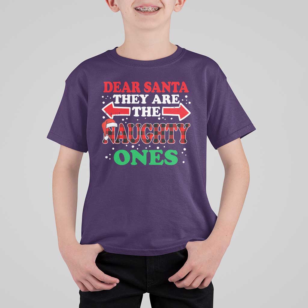 Dear Santa They Naughty Ones T Shirt For Kid Christmas Red Plaid Pajamas PJ Xmas Gifts - Wonder Print Shop