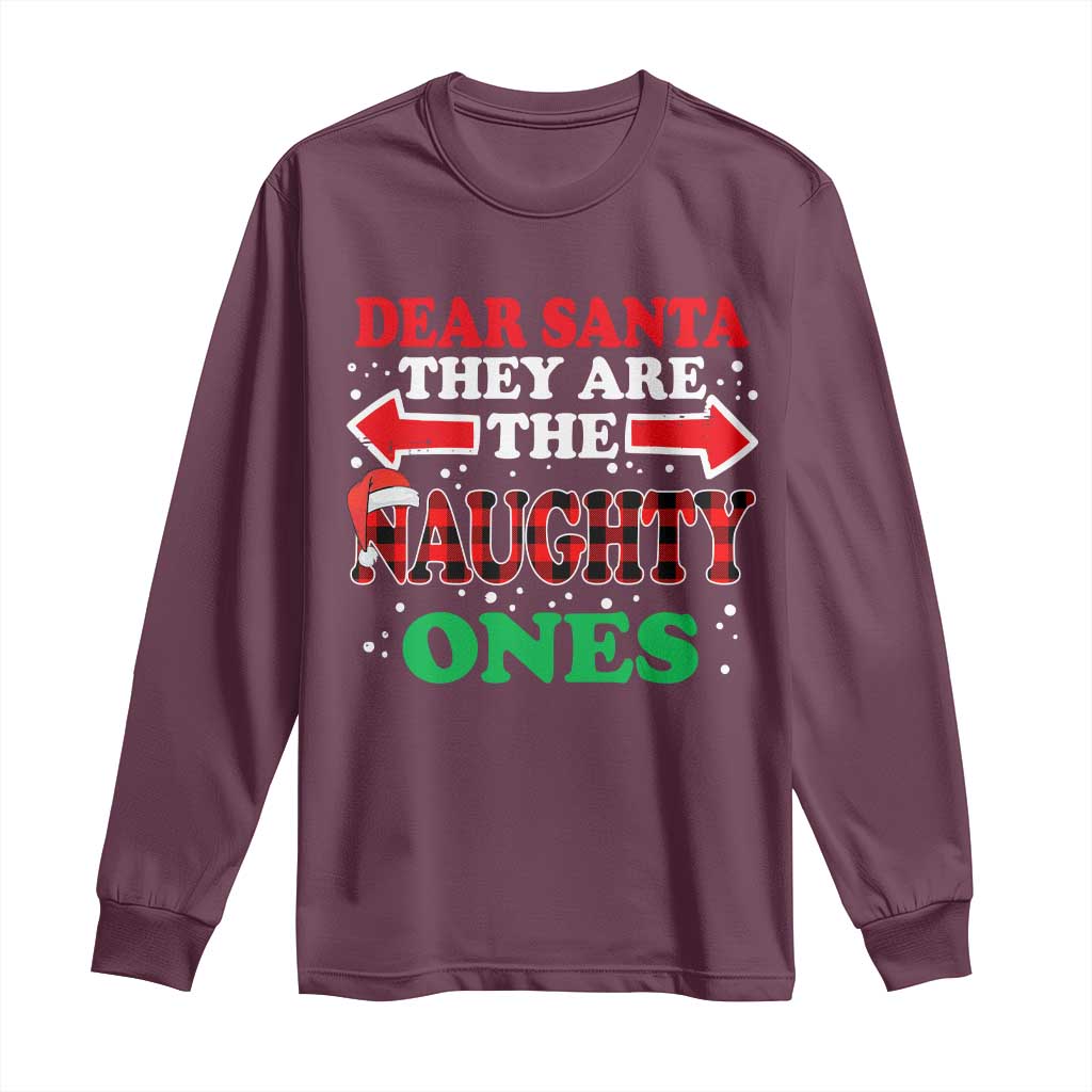 Dear Santa They Naughty Ones Long Sleeve Shirt Christmas Red Plaid Pajamas PJ Xmas Gifts - Wonder Print Shop