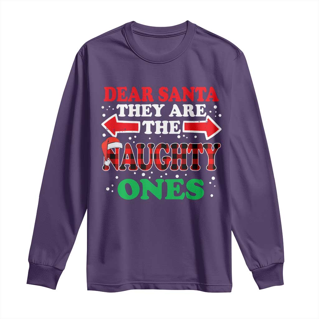 Dear Santa They Naughty Ones Long Sleeve Shirt Christmas Red Plaid Pajamas PJ Xmas Gifts - Wonder Print Shop