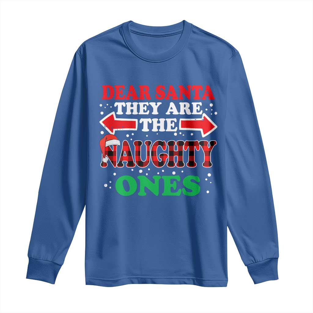 Dear Santa They Naughty Ones Long Sleeve Shirt Christmas Red Plaid Pajamas PJ Xmas Gifts - Wonder Print Shop