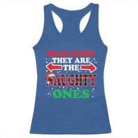 Dear Santa They Naughty Ones Racerback Tank Top Christmas Red Plaid Pajamas PJ Xmas Gifts - Wonder Print Shop