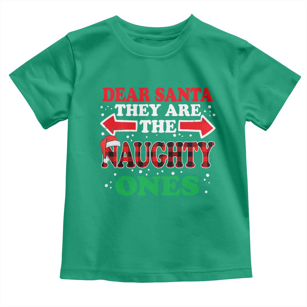 Dear Santa They Naughty Ones Toddler T Shirt Christmas Red Plaid Pajamas PJ Xmas Gifts - Wonder Print Shop