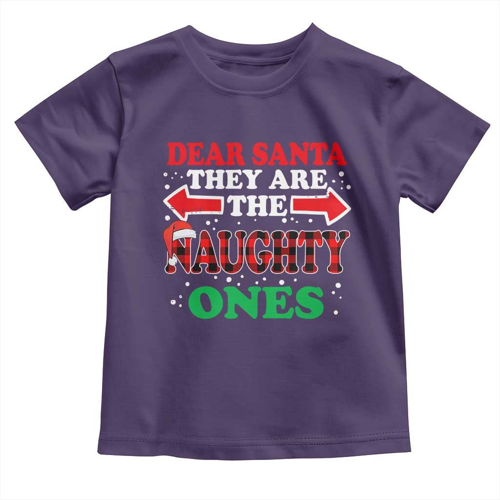 Dear Santa They Naughty Ones Toddler T Shirt Christmas Red Plaid Pajamas PJ Xmas Gifts - Wonder Print Shop