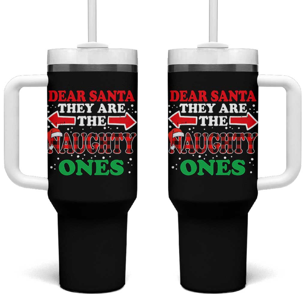 Dear Santa They Naughty Ones Tumbler With Handle Christmas Red Plaid Pajamas PJ Xmas Gifts - Wonder Print Shop