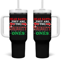 Dear Santa They Naughty Ones Tumbler With Handle Christmas Red Plaid Pajamas PJ Xmas Gifts - Wonder Print Shop