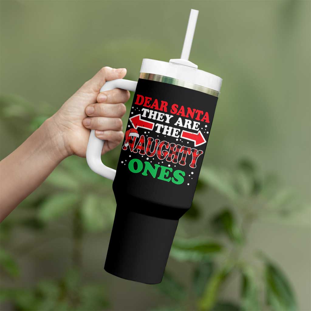 Dear Santa They Naughty Ones Tumbler With Handle Christmas Red Plaid Pajamas PJ Xmas Gifts - Wonder Print Shop
