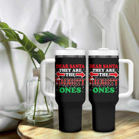 Dear Santa They Naughty Ones Tumbler With Handle Christmas Red Plaid Pajamas PJ Xmas Gifts - Wonder Print Shop