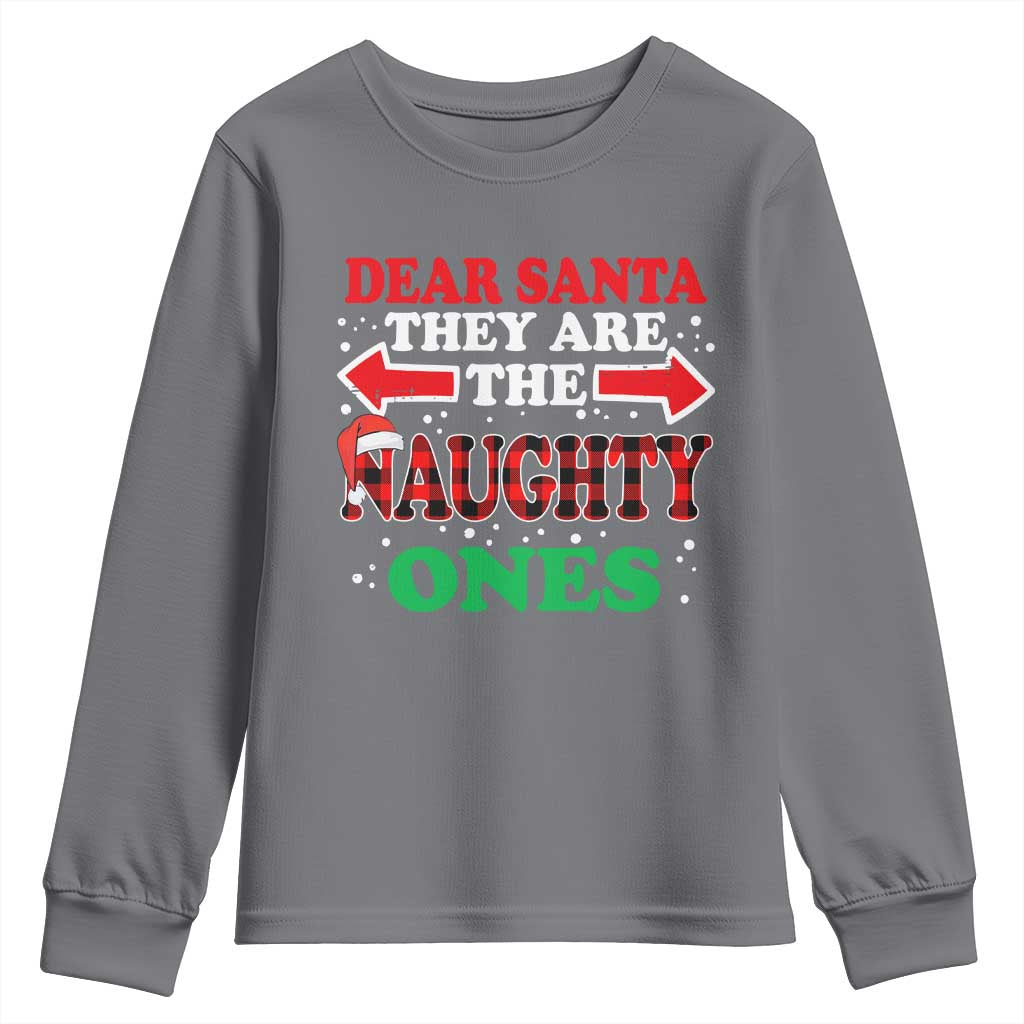 Dear Santa They Naughty Ones Youth Sweatshirt Christmas Red Plaid Pajamas PJ Xmas Gifts - Wonder Print Shop