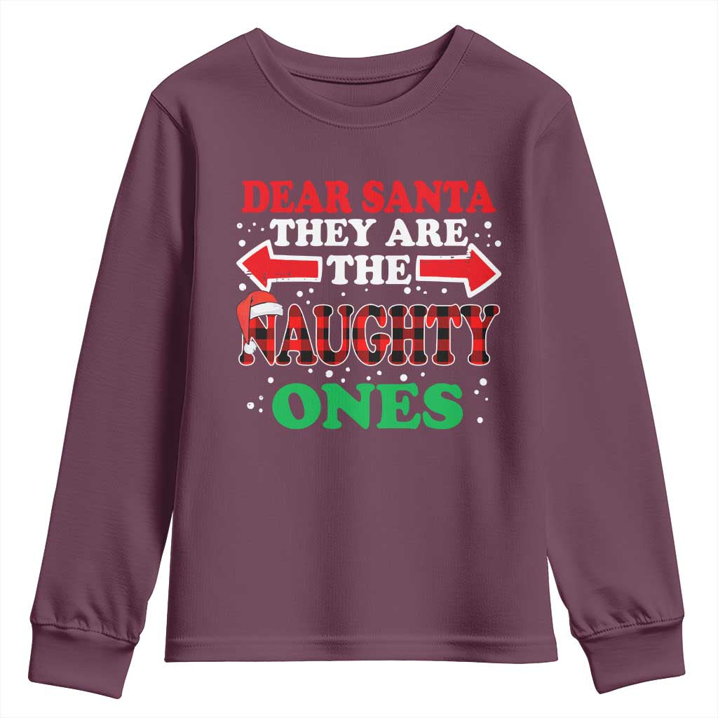 Dear Santa They Naughty Ones Youth Sweatshirt Christmas Red Plaid Pajamas PJ Xmas Gifts - Wonder Print Shop