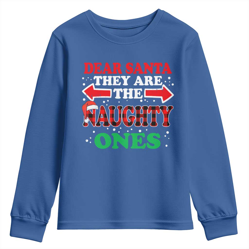 Dear Santa They Naughty Ones Youth Sweatshirt Christmas Red Plaid Pajamas PJ Xmas Gifts - Wonder Print Shop