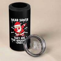 Dear Santa They Naughty Ones 4 in 1 Can Cooler Tumbler Dabbing Santa Christmas Pajamas PJ Xmas Gifts - Wonder Print Shop