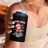 Dear Santa They Naughty Ones 4 in 1 Can Cooler Tumbler Dabbing Santa Christmas Pajamas PJ Xmas Gifts - Wonder Print Shop