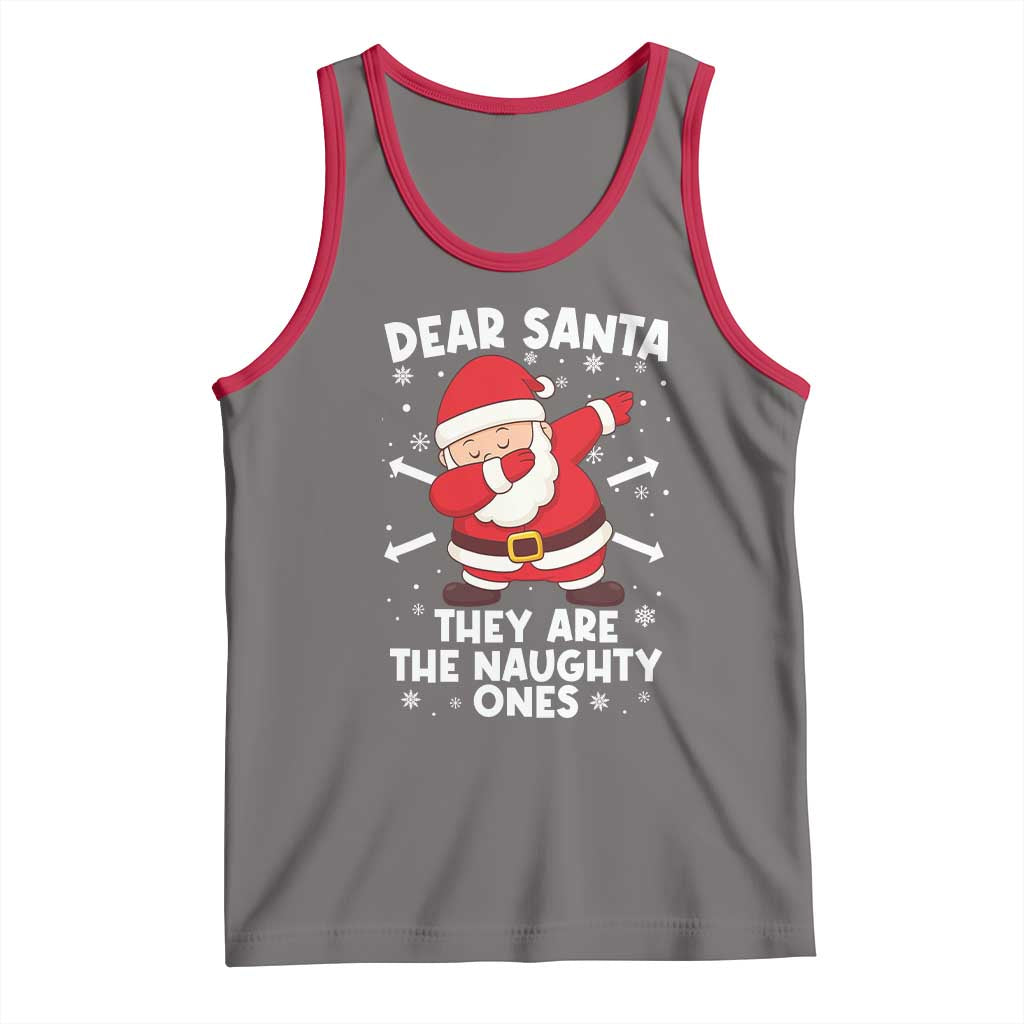 Dear Santa They Naughty Ones Tank Top Dabbing Santa Christmas Pajamas PJ Xmas Gifts - Wonder Print Shop