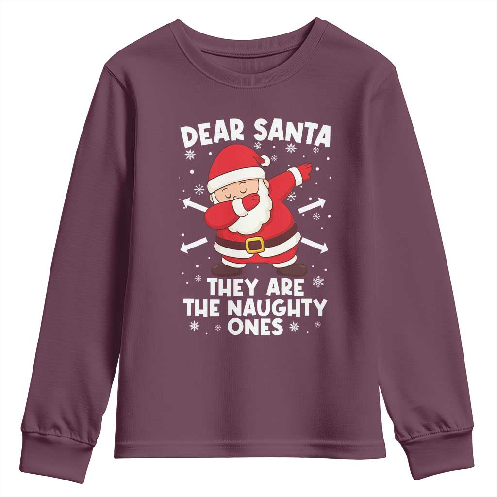 Dear Santa They Naughty Ones Youth Sweatshirt Dabbing Santa Christmas Pajamas PJ Xmas Gifts - Wonder Print Shop