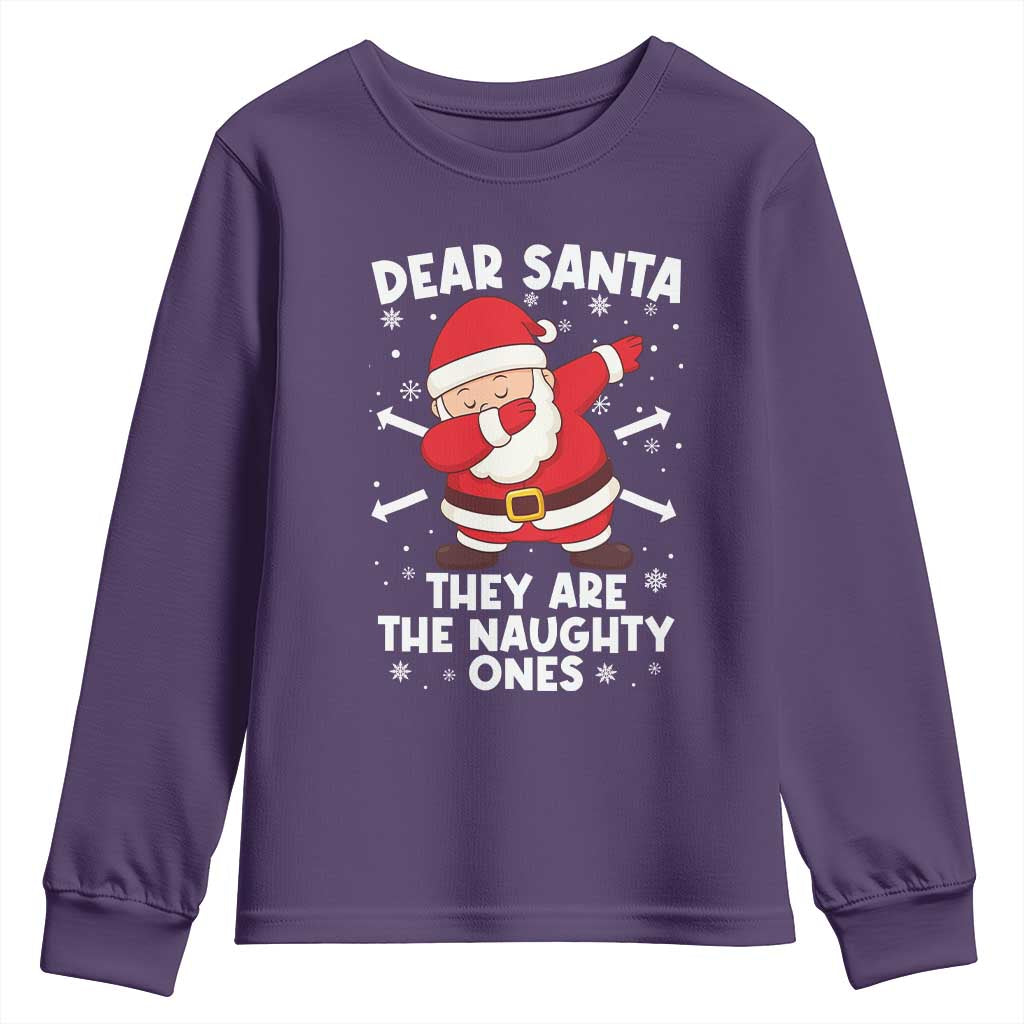 Dear Santa They Naughty Ones Youth Sweatshirt Dabbing Santa Christmas Pajamas PJ Xmas Gifts - Wonder Print Shop