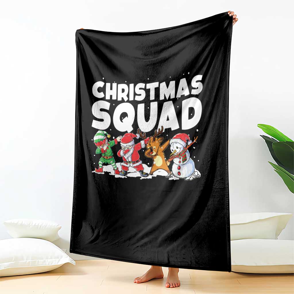 Christmas Squad Throw Blanket Santa Dabbing Elf Family Matching Pajamas - Wonder Print Shop