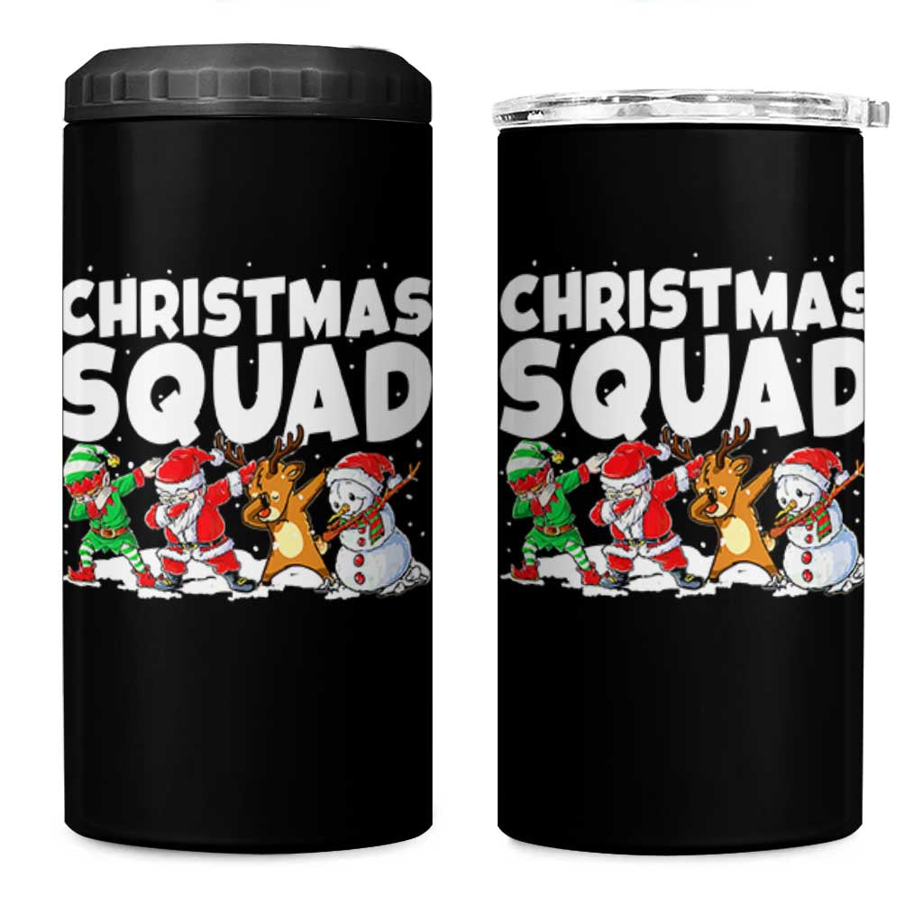 Christmas Squad 4 in 1 Can Cooler Tumbler Santa Dabbing Elf Family Matching Pajamas - Wonder Print Shop