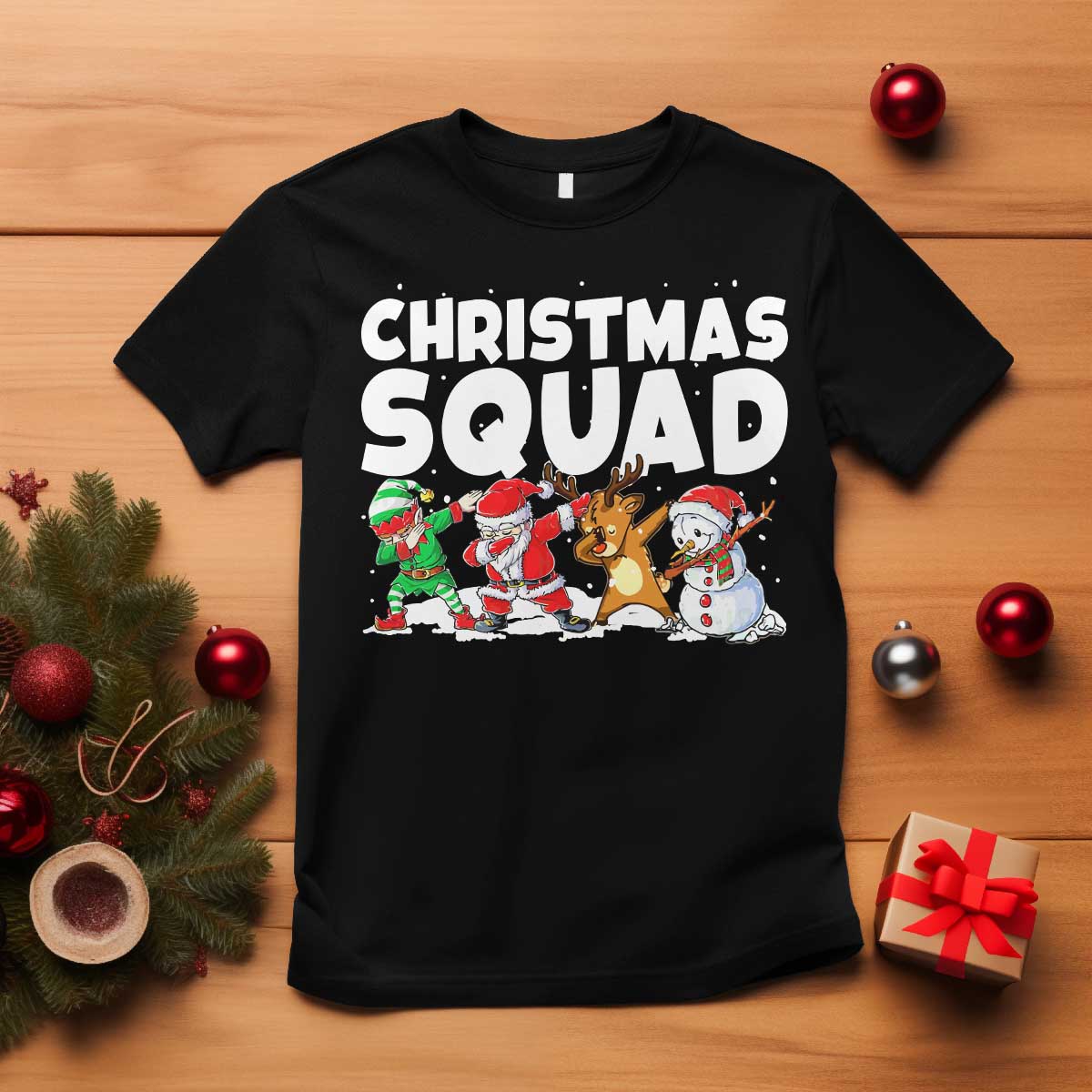 Christmas Squad T Shirt Santa Dabbing Elf Family Matching Pajamas - Wonder Print Shop