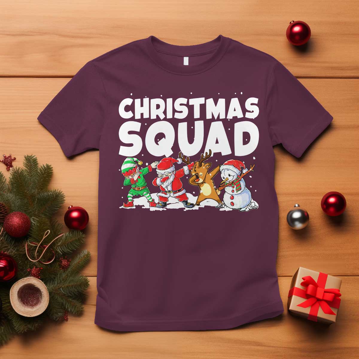 Christmas Squad T Shirt Santa Dabbing Elf Family Matching Pajamas - Wonder Print Shop