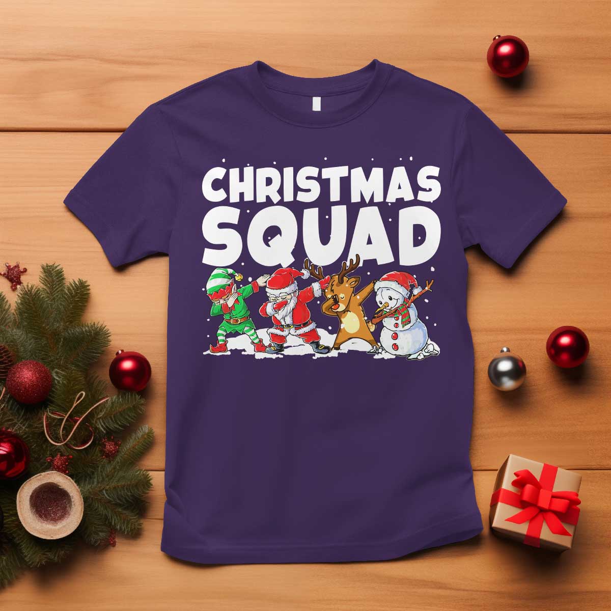 Christmas Squad T Shirt Santa Dabbing Elf Family Matching Pajamas - Wonder Print Shop