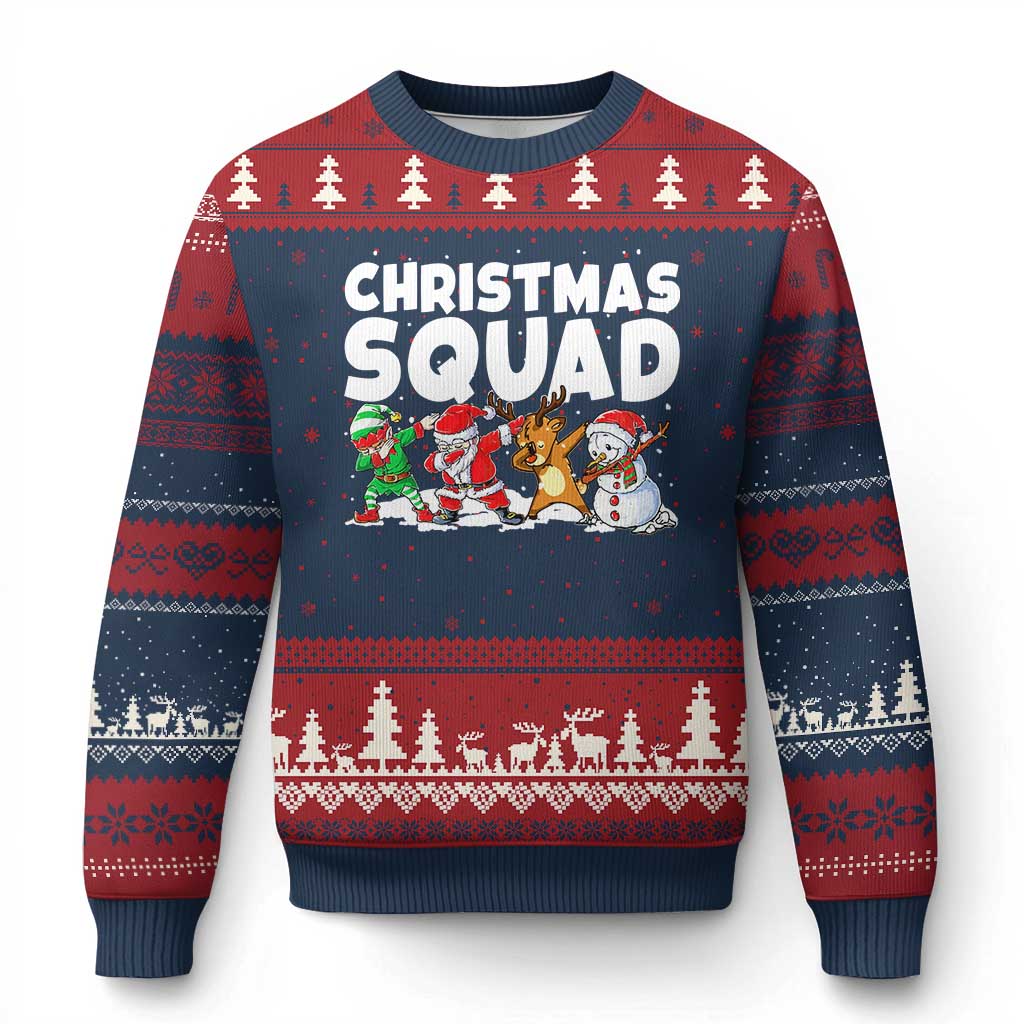 Christmas Squad Ugly Christmas Sweater Santa Dabbing Elf Family Matching Pajamas - Wonder Print Shop