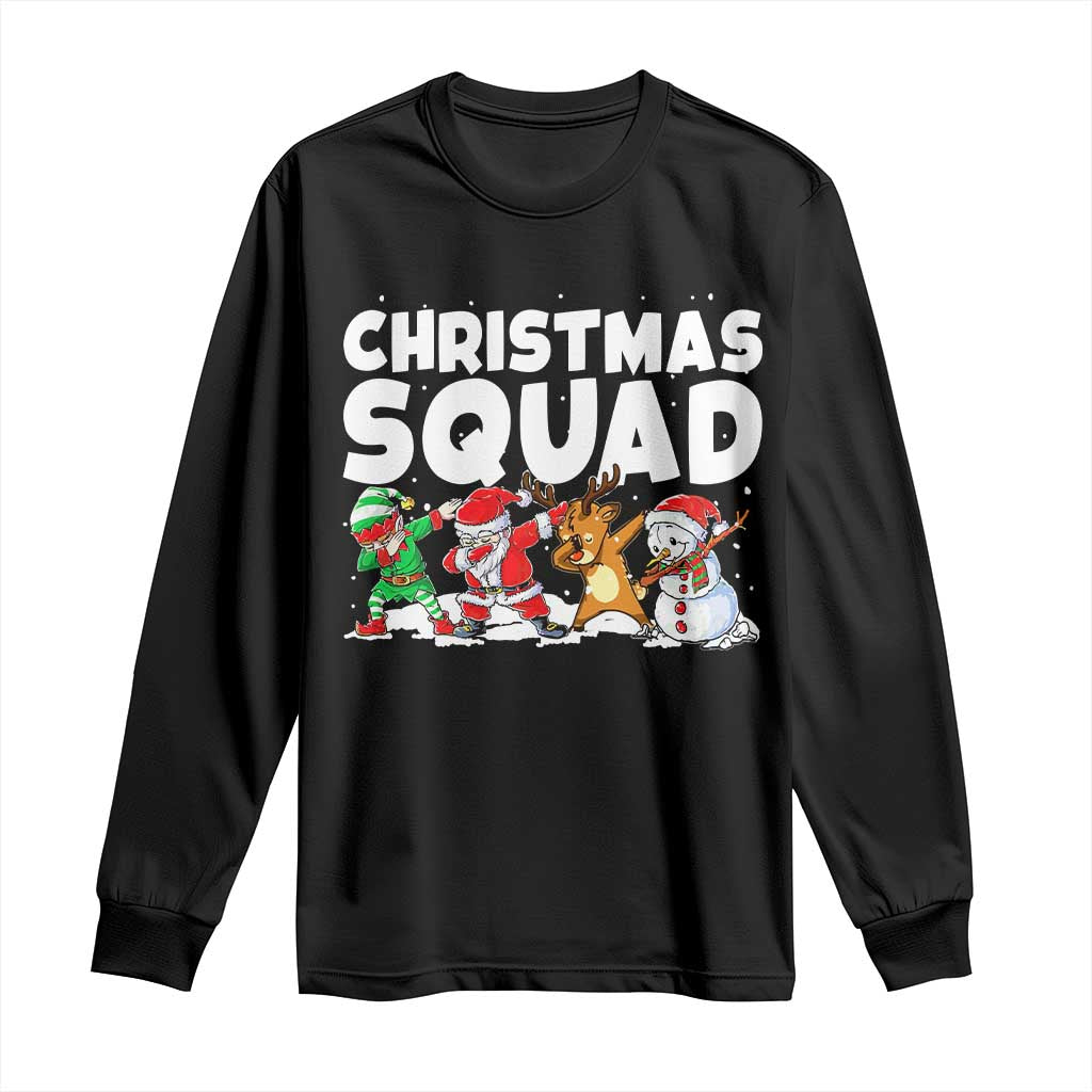 Christmas Squad Long Sleeve Shirt Santa Dabbing Elf Family Matching Pajamas - Wonder Print Shop