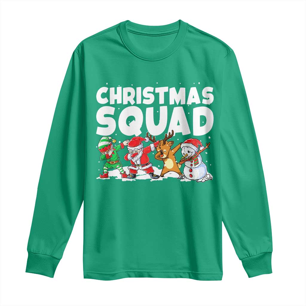 Christmas Squad Long Sleeve Shirt Santa Dabbing Elf Family Matching Pajamas - Wonder Print Shop